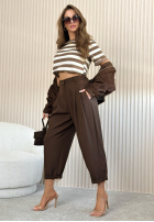 materiálové Kalhoty Maren světle béžové