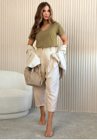 materiálové Kalhoty Maren světle béžové