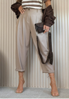 materiálové Kalhoty Maren světle béžové