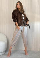 materiálové Kalhoty Maren světle béžové