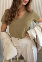 Tričko z dekoltem Mariella pistáciový