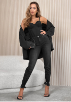 Kalhoty džínové  mom fit Boldly Be You tmavě šedý