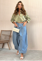 materiálové Kalhoty balllon Hariett modré