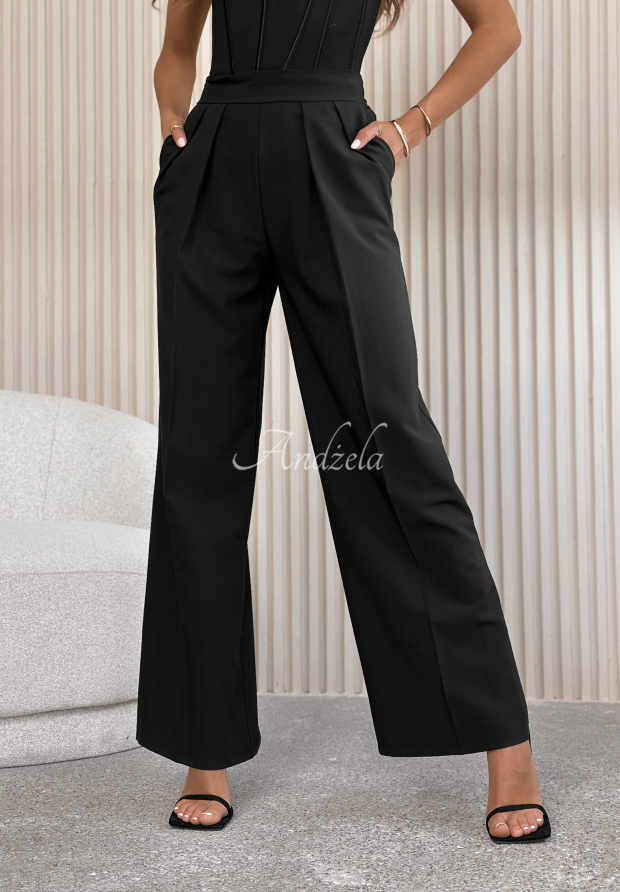 Elegantn&iacute; &scaron;irok&eacute; kalhoty After You Left čern&eacute;