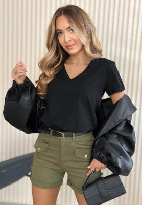 Bavlněn&eacute; tričko s v&yacute;střihem Mariella Čern&eacute;