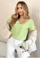 Tričko z dekoltem Mariella pistáciový
