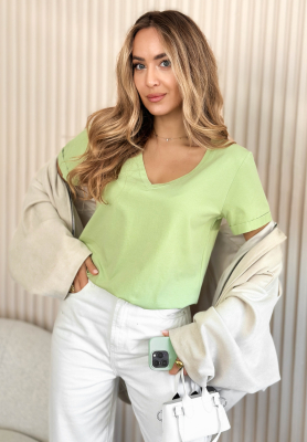 Bavlněn&eacute; tričko s v&yacute;střihem Mariella pist&aacute;ciov&yacute;