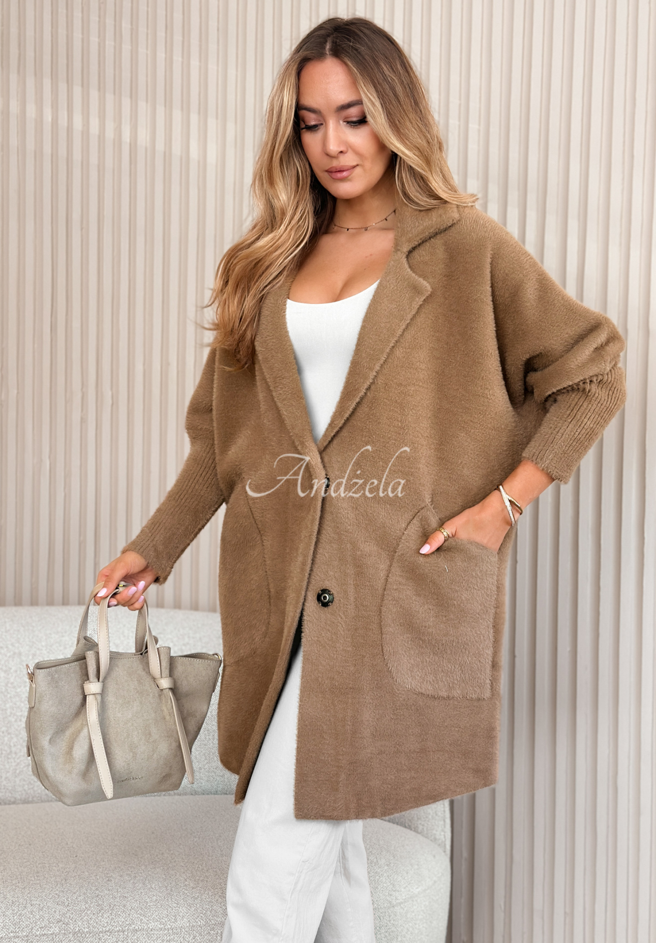 Kabát alpaka oversize Royal velbloudí