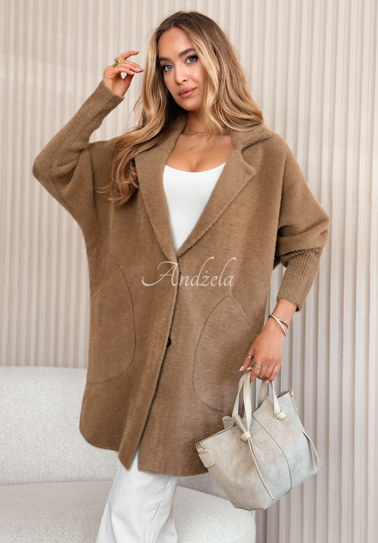 Kabát alpaka oversize Royal velbloudí