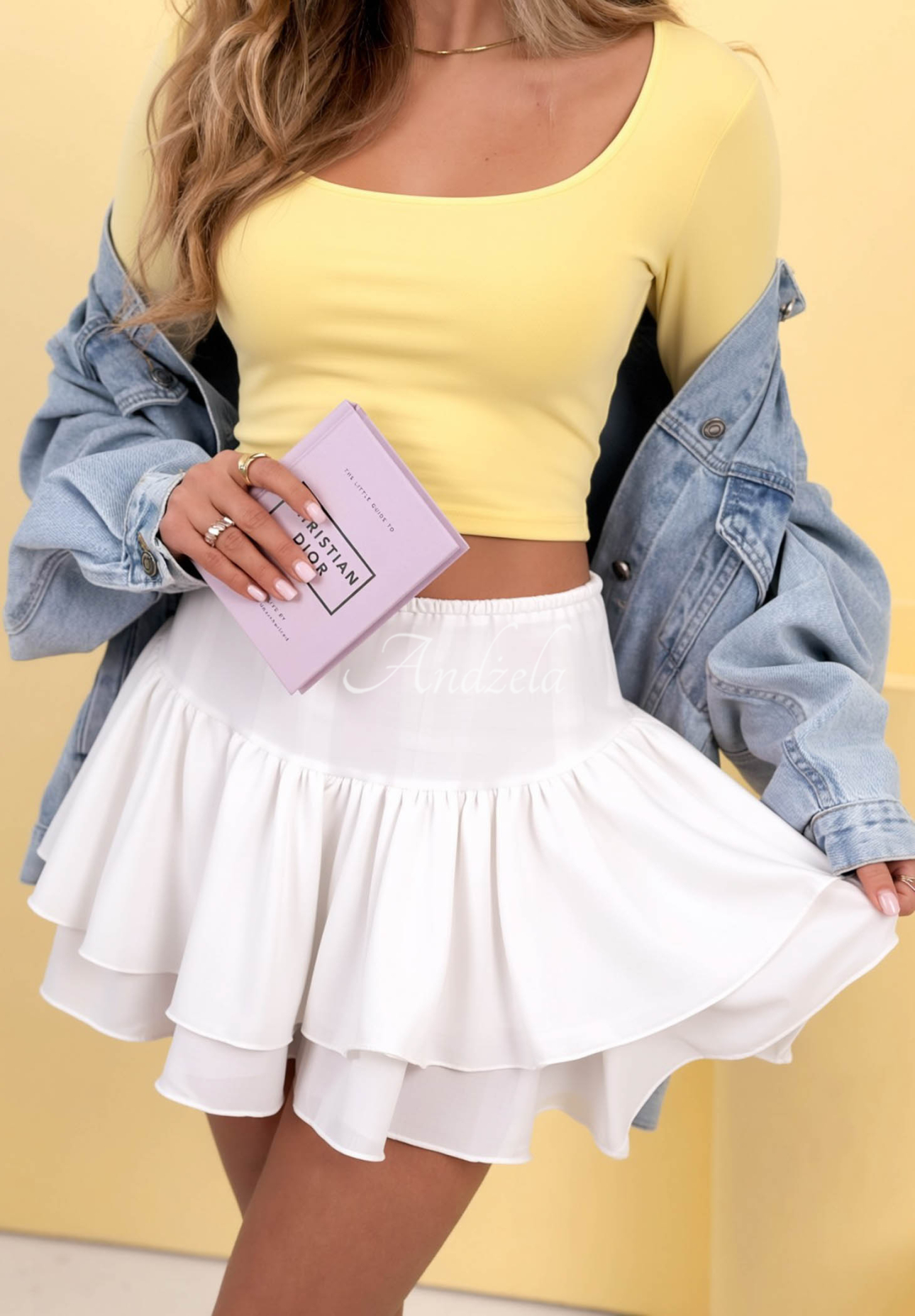 Sukňové šortky s volánkem All Over Again Bílá