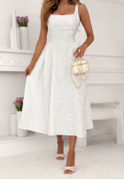 Rozkloszowana Šaty midi z kwadratowym dekoltem Aurelie pudrová růžová