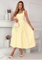 Rozkloszowana Šaty midi z kwadratowym dekoltem Aurelie pudrová růžová