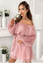 Szyfonowa Šaty mini z bufiastymi Persephone rękawami