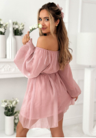 Szyfonowa Šaty mini z bufiastymi Persephone rękawami