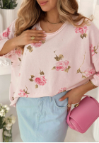 Mikina oversize w róże Rosanella pisacjowa