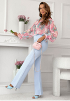 materiálové Kalhoty dzwony Can't Ignore Me ecru