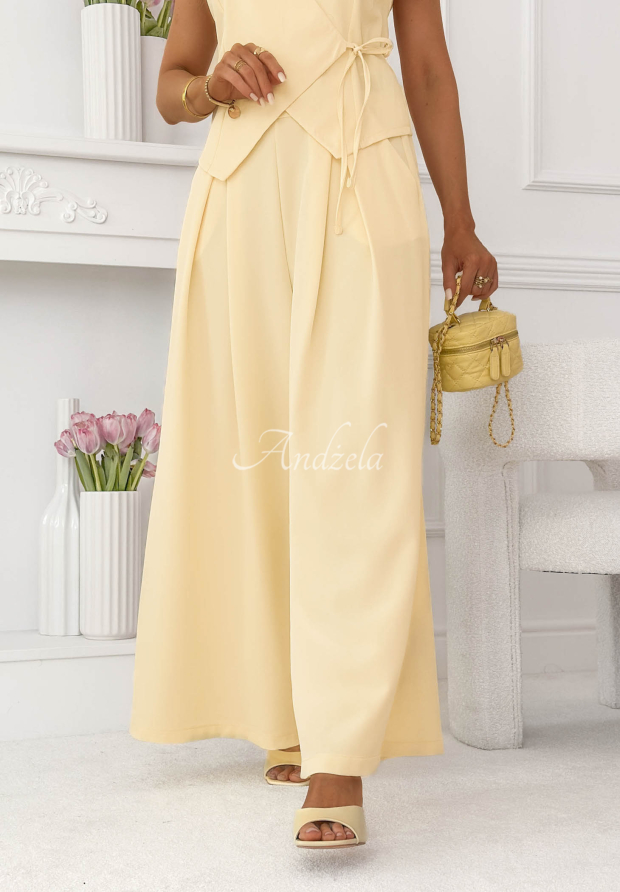 Elegantn&iacute; kalhoty wide leg Aracelli žlut&eacute;