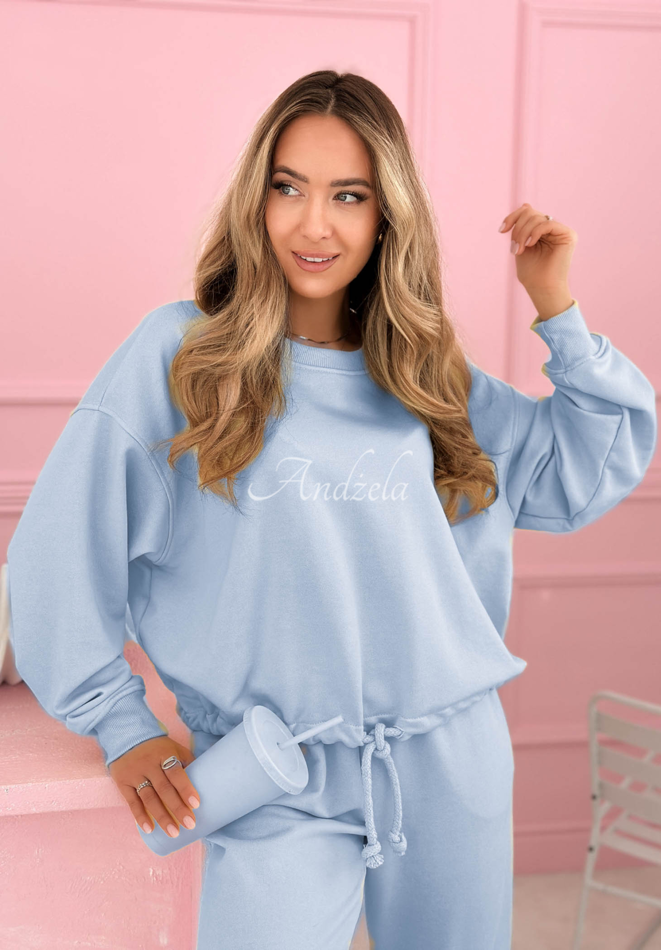 Bavlněná tepláková souprava mikina a kalhoty Denise modrý