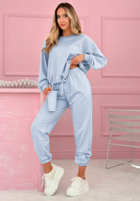 Bavlněn&aacute; tepl&aacute;kov&aacute; souprava mikina a kalhoty Denise modr&yacute;