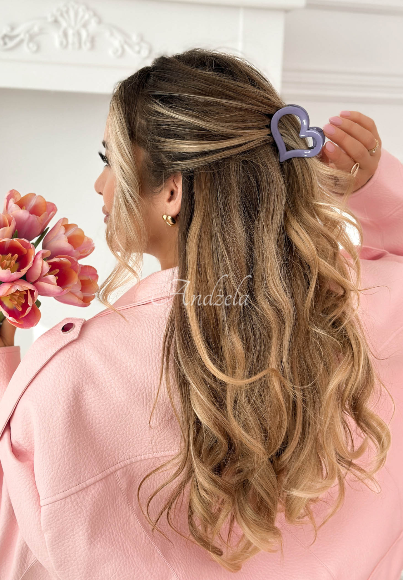 Spona skřipec do vlasů Velvette Heart fialová