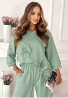 Tepláková souprava z kwiatami Floralia pudrová růžová