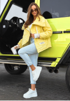 Prošívaná Bunda z kołnierzem Where Are We Bílá