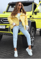 Prošívaná Bunda z kołnierzem Where Are We Bílá