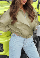 Krátká skórzana Bunda bomberka Glorianna pistáciová
