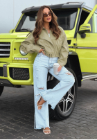 Krátká skórzana Bunda bomberka Glorianna pistáciová