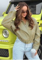 Krátká skórzana Bunda bomberka Glorianna pistáciová