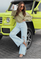 Krátká skórzana Bunda bomberka Glorianna pistáciová