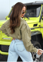 Krátká skórzana Bunda bomberka Glorianna pistáciová