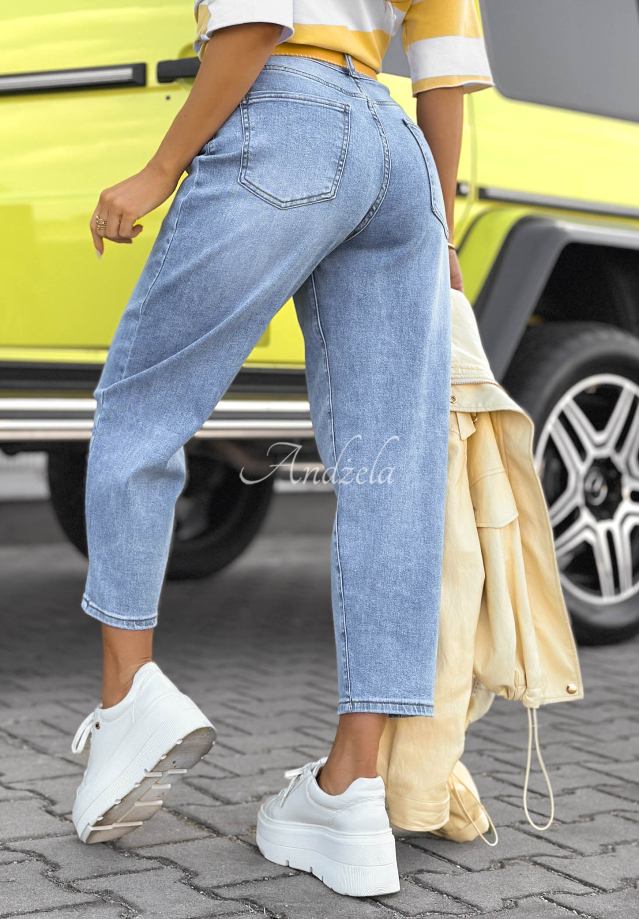 Džíny mom fit Tabitha modré