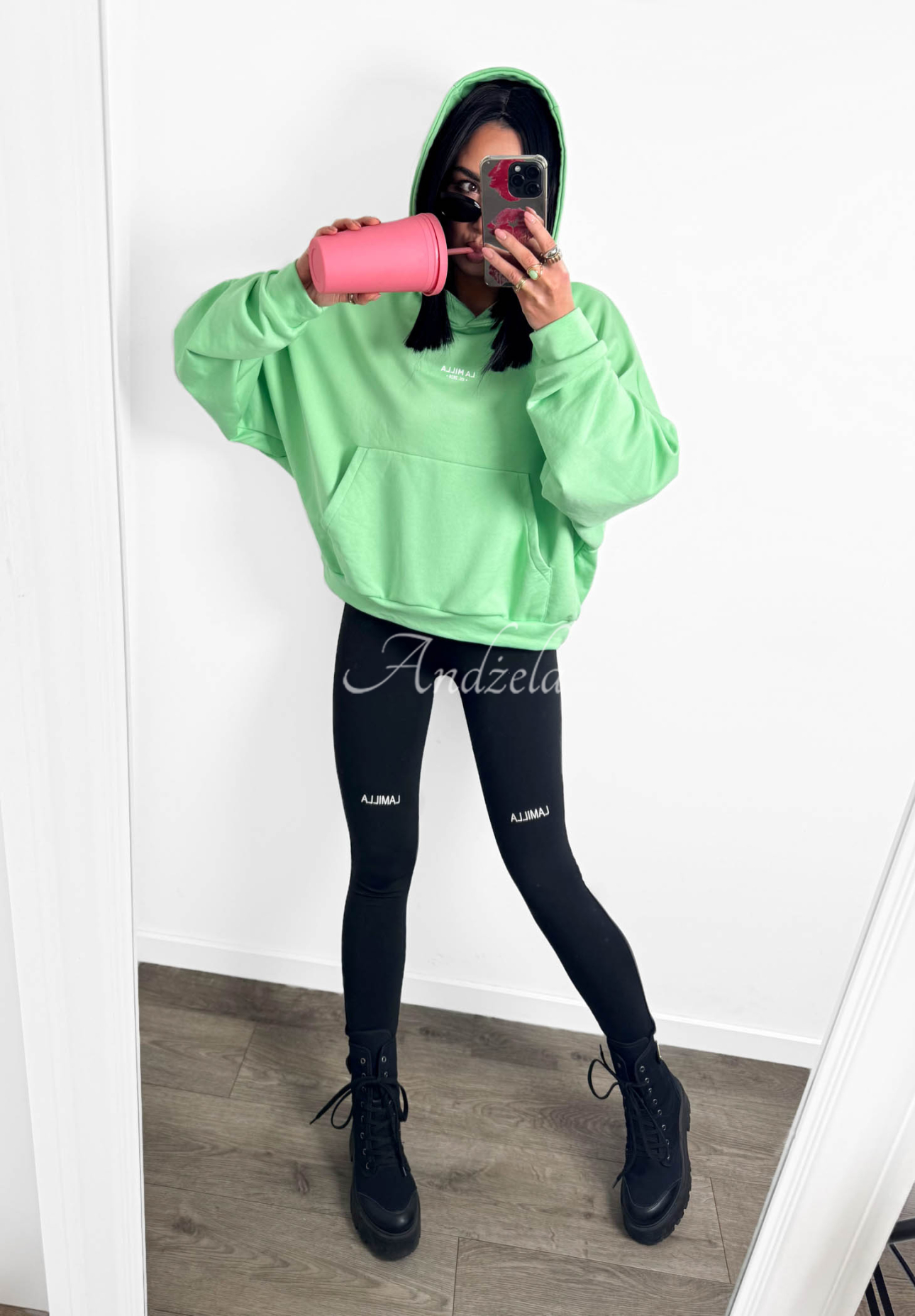 Bavlněná mikina klokanka s kapucí La Milla Francesca zelená