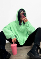 Mikina oversize s kapucí i kangurka La Milla Francesca blankytná