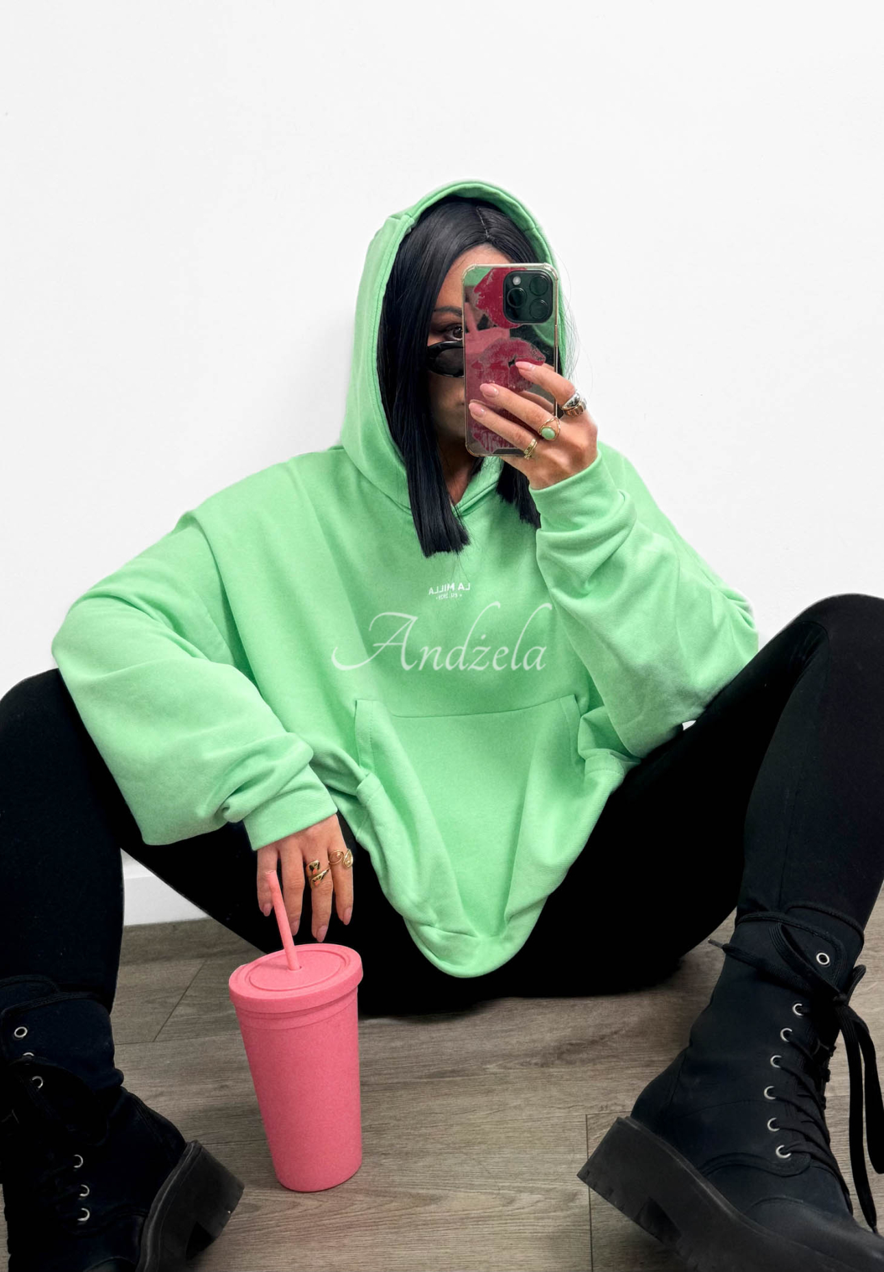 Bavlněná mikina klokanka s kapucí La Milla Francesca zelená