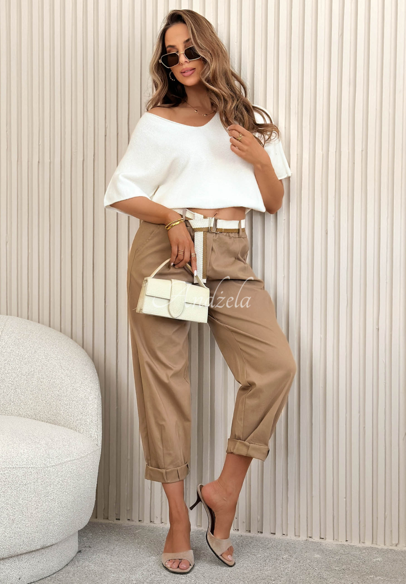 Viskózový svetr s výstřihem Summer Daydream ecru