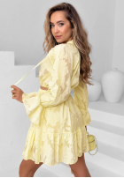 Šaty mini z falbankami i paskiem Abigail blankytná