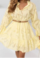 Šaty mini z falbankami i paskiem Abigail blankytná