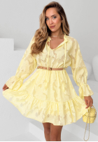 Šaty mini z falbankami i paskiem Abigail blankytná