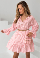 Šaty mini z falbankami i paskiem Abigail blankytná