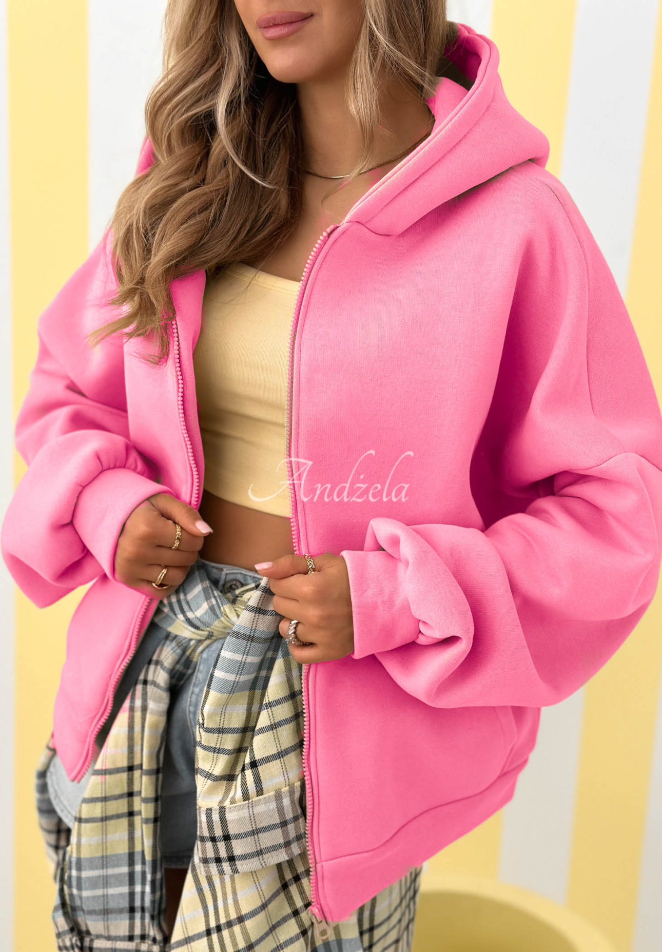 Oversize mikina s kapucí Don't Tell růžová