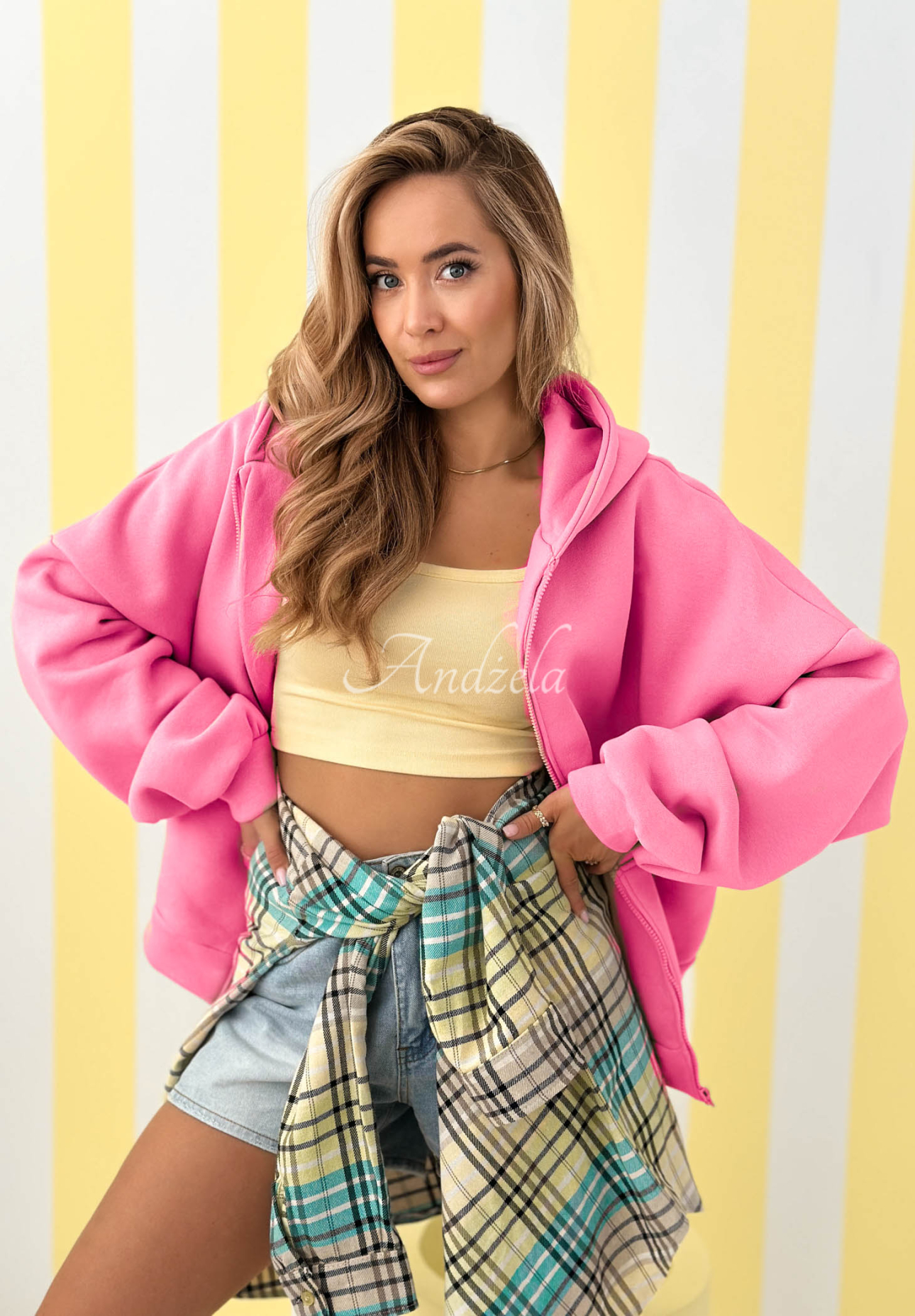 Oversize mikina s kapucí Don't Tell růžová