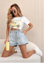 džínové  Kraťasy z gumką pasu Espana světle modré