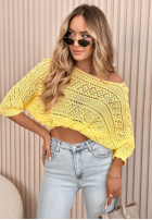 Ażurowy Svetr oversize Camina žlutá
