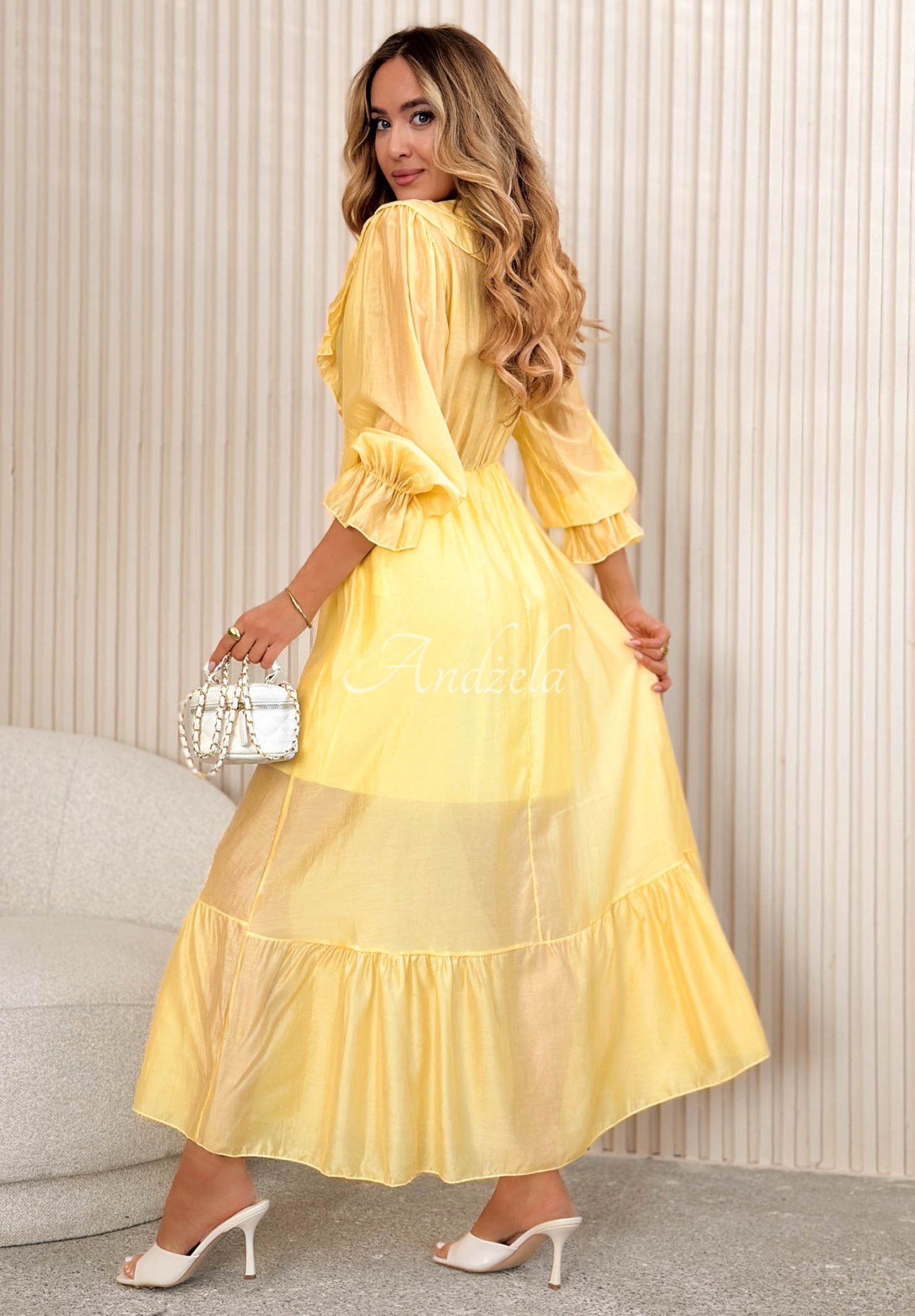 Zwiewna Šaty maxi z falbankami Lady Spring žlutá