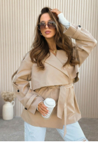 Krótki trencz z paskiem Nerissa olivový