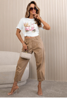 Tričko z nadrukiem Live Free biało-růžový