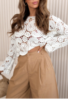 Bawełniane Kalhoty wide leg Salena velbloudí