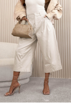 Bawełniane Kalhoty kuloty wide leg Connie ecru